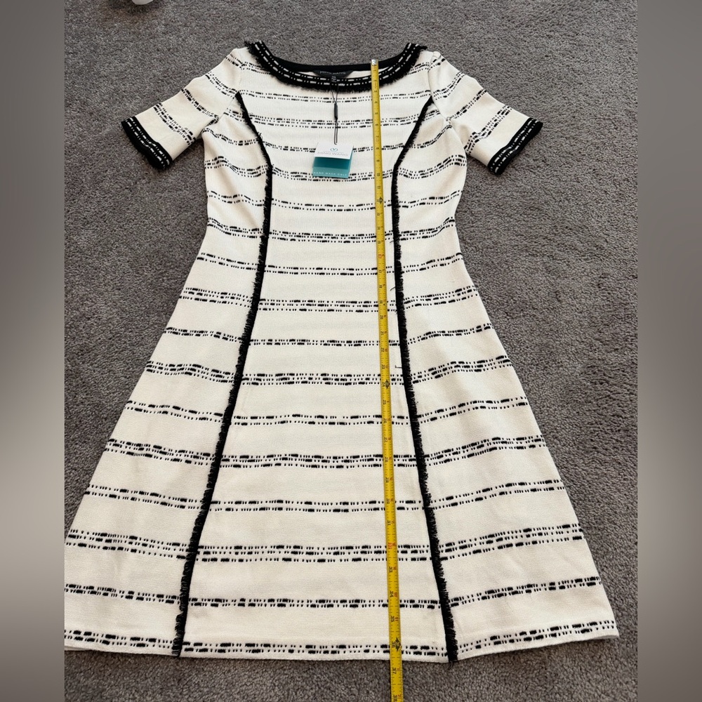 Ming Wang Jewel Neck Striped Flare Soft Knit Dress NWT XXS - Picture 7 of 10